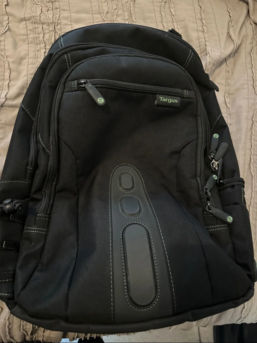 Targus Black Backpack with Subtle Green Accents